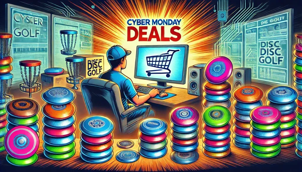 Man shopping online for Cyber Monday deals from Discount Disc Golf