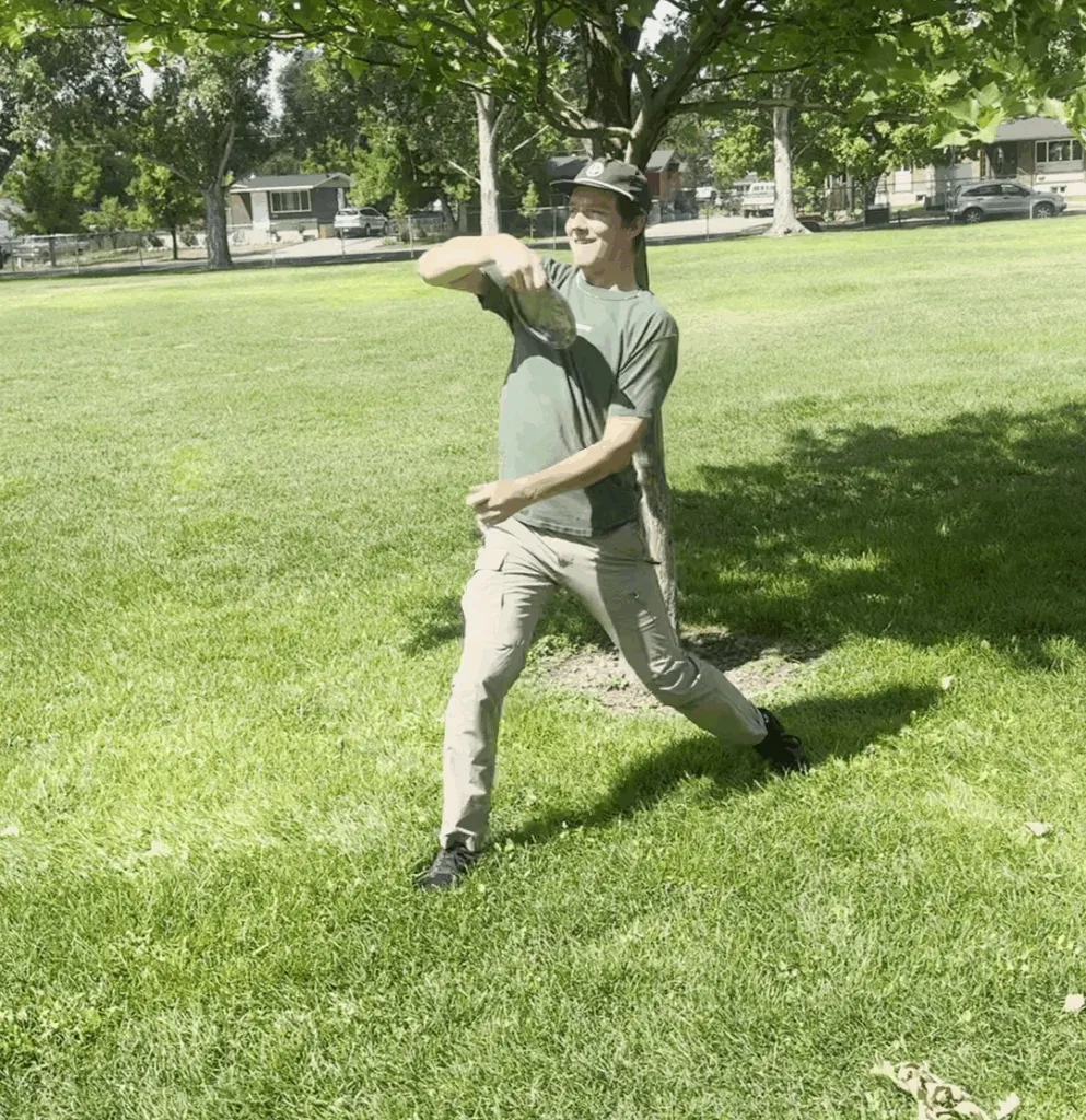 A disc golf flex shot from a standstill