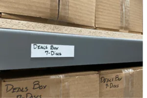 Mystery boxes on shelf