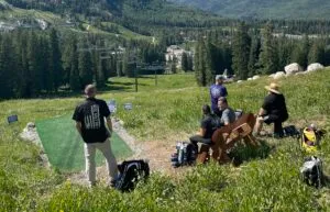 A group of disc golfers at a tournament