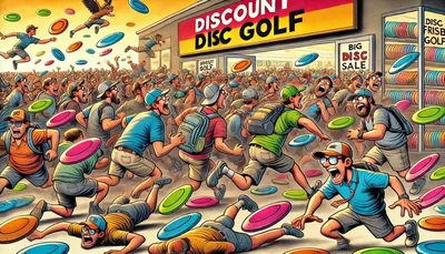 Disc golfers rushing the store to take advantage of DDG's black friday doorbuster sales.