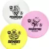 eed30b11 22bb 5e05 a335 5787531718b7 The Discmania Active Soft Starter Set is a great beginner set that will help you find success out on the disc golf course. The three discs included are the Sensei (putter), Maestro (midrange), and Magician (fairway driver). Each of these discs are designed with the beginner in mind. Meaning, that these discs are easy to throw and will help the beginner to learn how to throw discs.