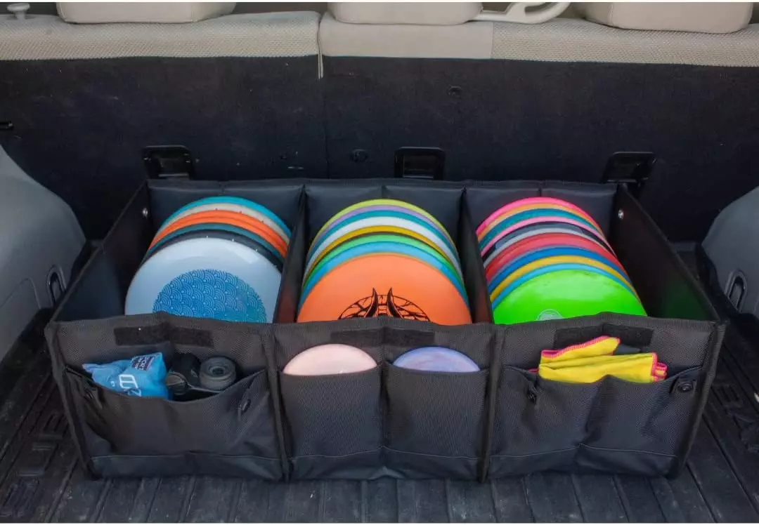 Disc Golf Tote and Trunk Organizer for Bulk Disc Storage